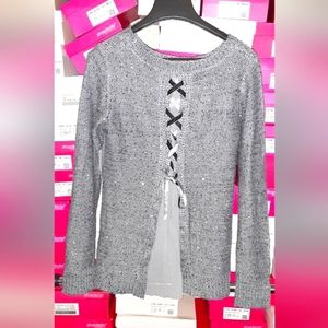 Walmart brand Time and Tru Mixed media sweater gray size small could fit med/lrg